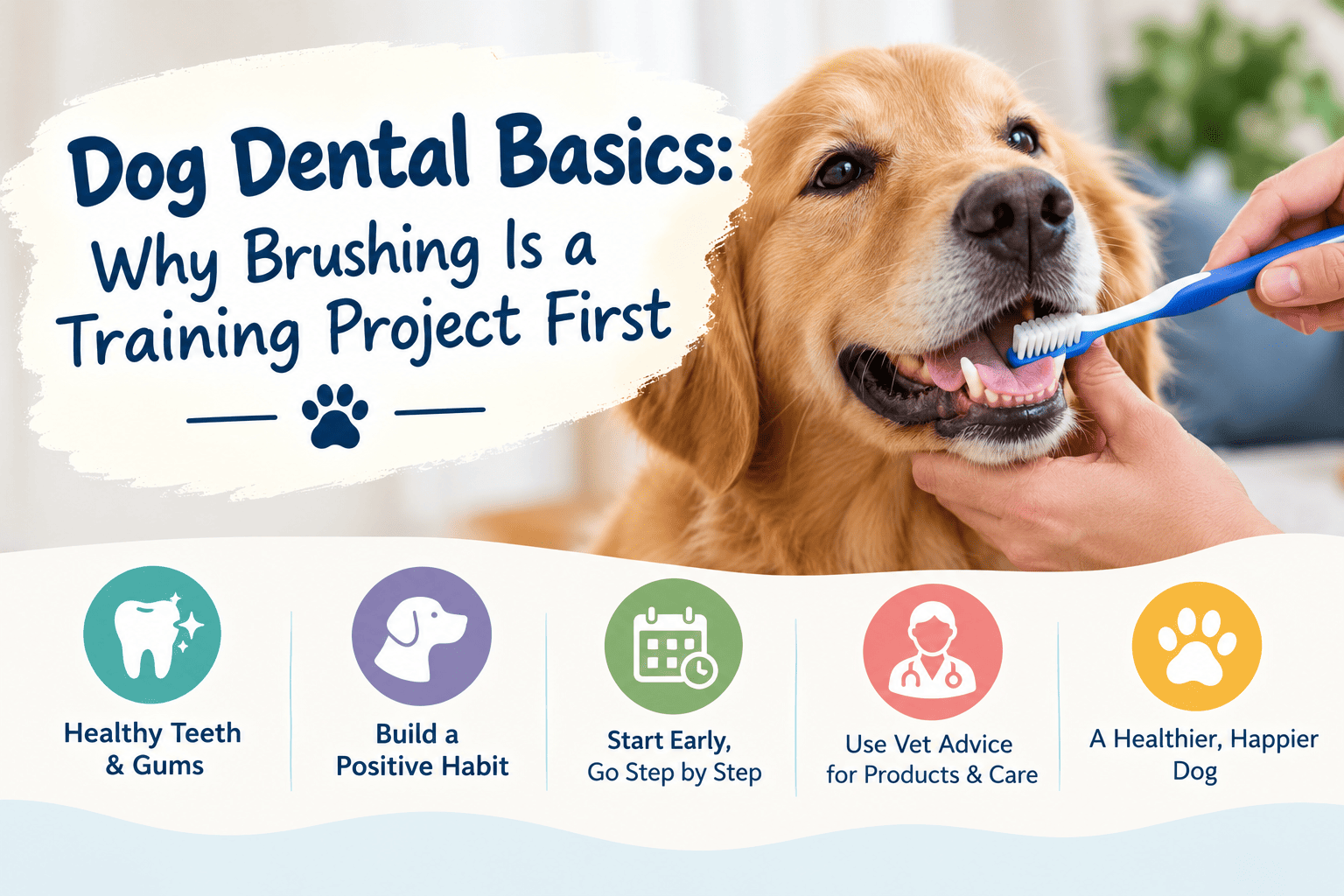 Dog dental care and tooth brushing training for healthy teeth and gums