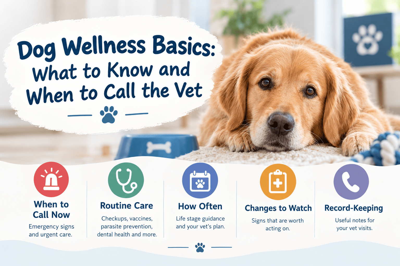 Dog wellness basics, routine veterinary care, warning signs, and when to call the vet